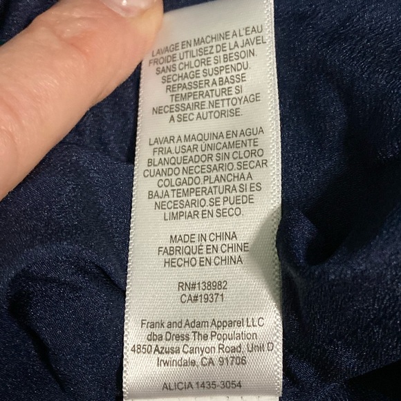 NWT Dress the Population Alicia Mixed Media Midnight Blue Midi Dress - Sz L - Picture 8 of 9